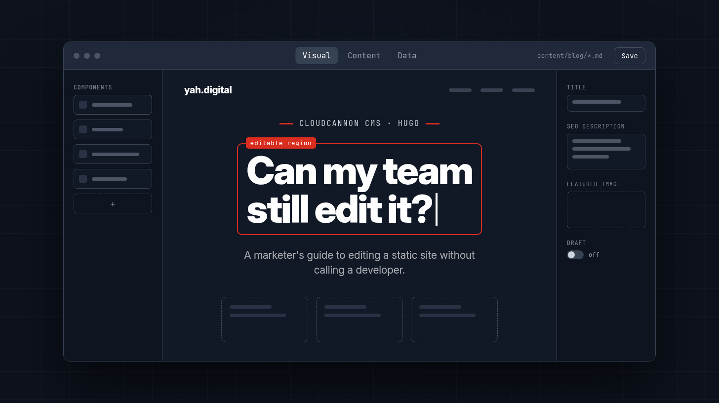 Can My Team Still Edit It? A Marketer's Guide to CloudCannon CMS on a Hugo Site